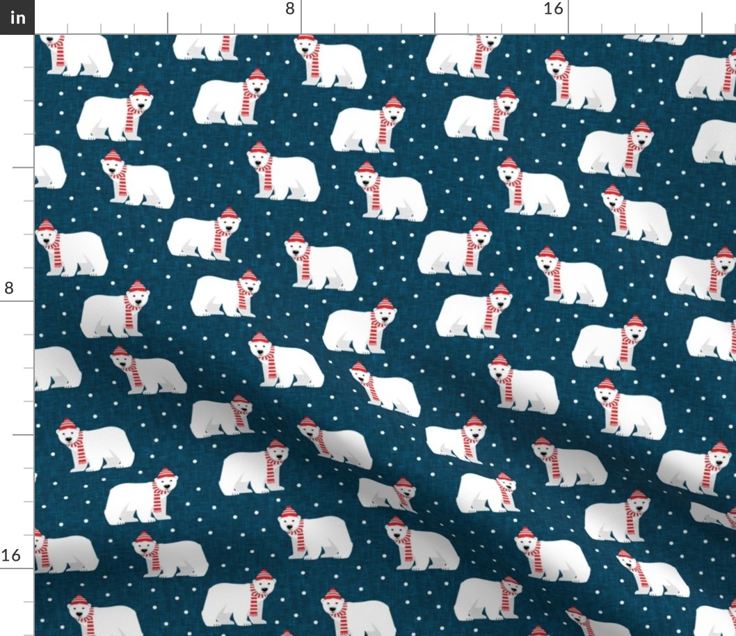 Winter Polar Bears - blue with polka - holiday christmas - LAD19