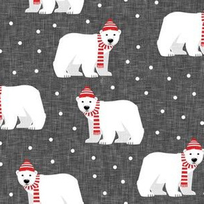 Winter Polar Bears - grey with polka - holiday christmas - LAD19