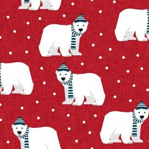 Winter Polar Bears - Red with polka - holiday christmas - LAD19