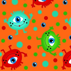 Monsters / Silly Silly Monsters Collection/ Polk-a-Dots  Orange