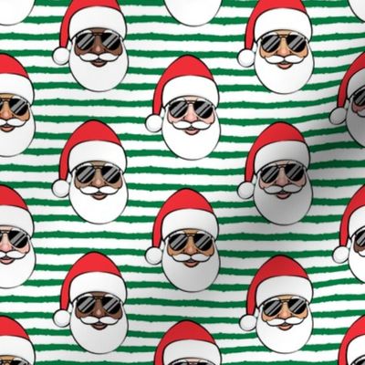 All the Santas - Santa Claus w/ sunnies - green stripes - Christmas C19BS