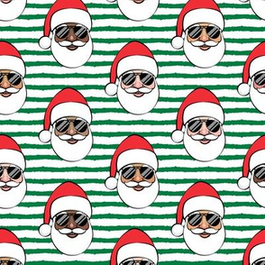 All the Santas - Santa Claus w/ sunnies - green stripes - Christmas C19BS