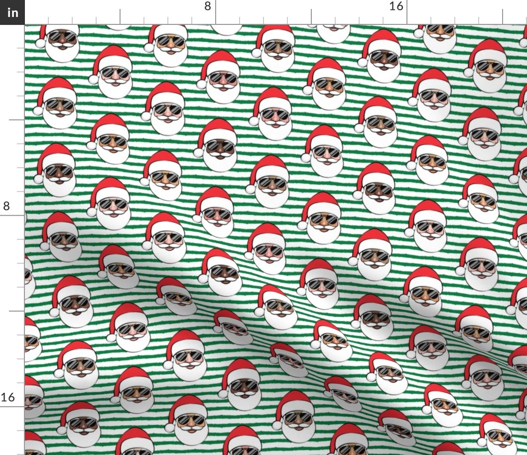 All the Santas - Santa Claus w/ sunnies - green stripes - Christmas C19BS