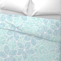 Jumbo Pastel Plumeria Floral-aqua/green