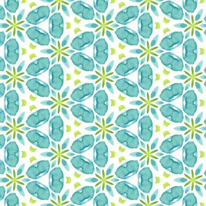 19-11r  Green Blue White Teal Watercolor Repeat