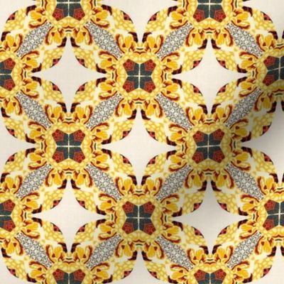 19-11e Regency Star Calico Yellow Red Ivory Taupe Old World