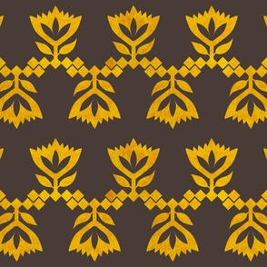 Golden-brown-lotus-small-pattern