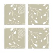 Taupe-iary - White Leaves on Taupe