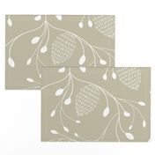 Taupe-iary - White Leaves on Taupe