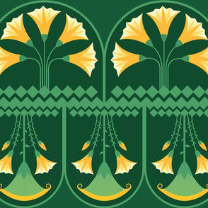 Green-yellow Lotus-bunch-pattern