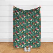 boho winter floral teal small