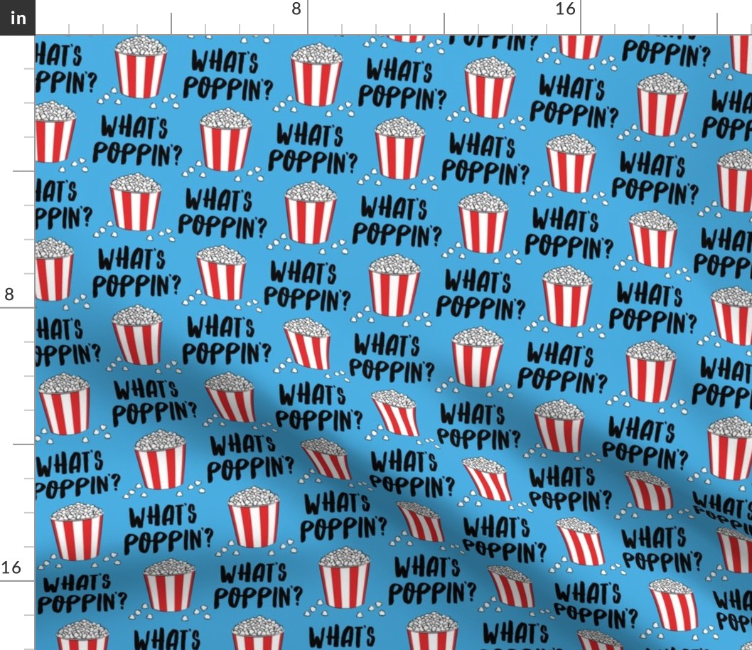 What's poppin'? - funny popcorn pun - blue - LAD19