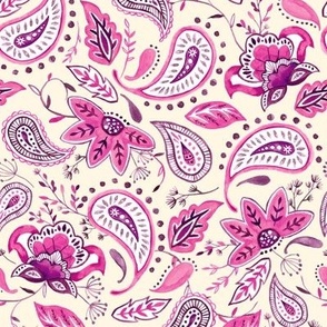 Lovely Paisley Florals Pink-Beige