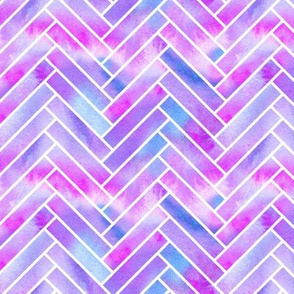 Pink, purple and blue watercolour herringbone pattern