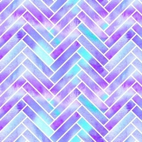 Purple and blue watercolour herringbone pattern