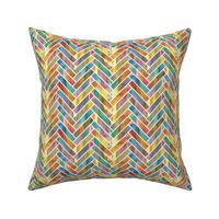 Multi colour watercolour herringbone pattern