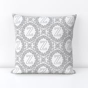 Monogram Z Black And White Wreath Initial Letter Monochrome