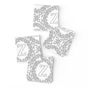 Monogram Z Black And White Wreath Initial Letter Monochrome