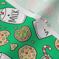Christmas Milk & Cookies on Green