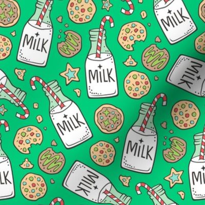 Christmas Milk & Cookies on Green