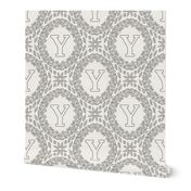 Monogram Y Black And White Wreath Initial Letter Monochrome