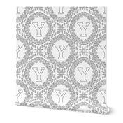 Monogram Y Black And White Wreath Initial Letter Monochrome