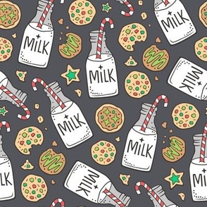 Christmas Milk & Cookies on Dark Grey