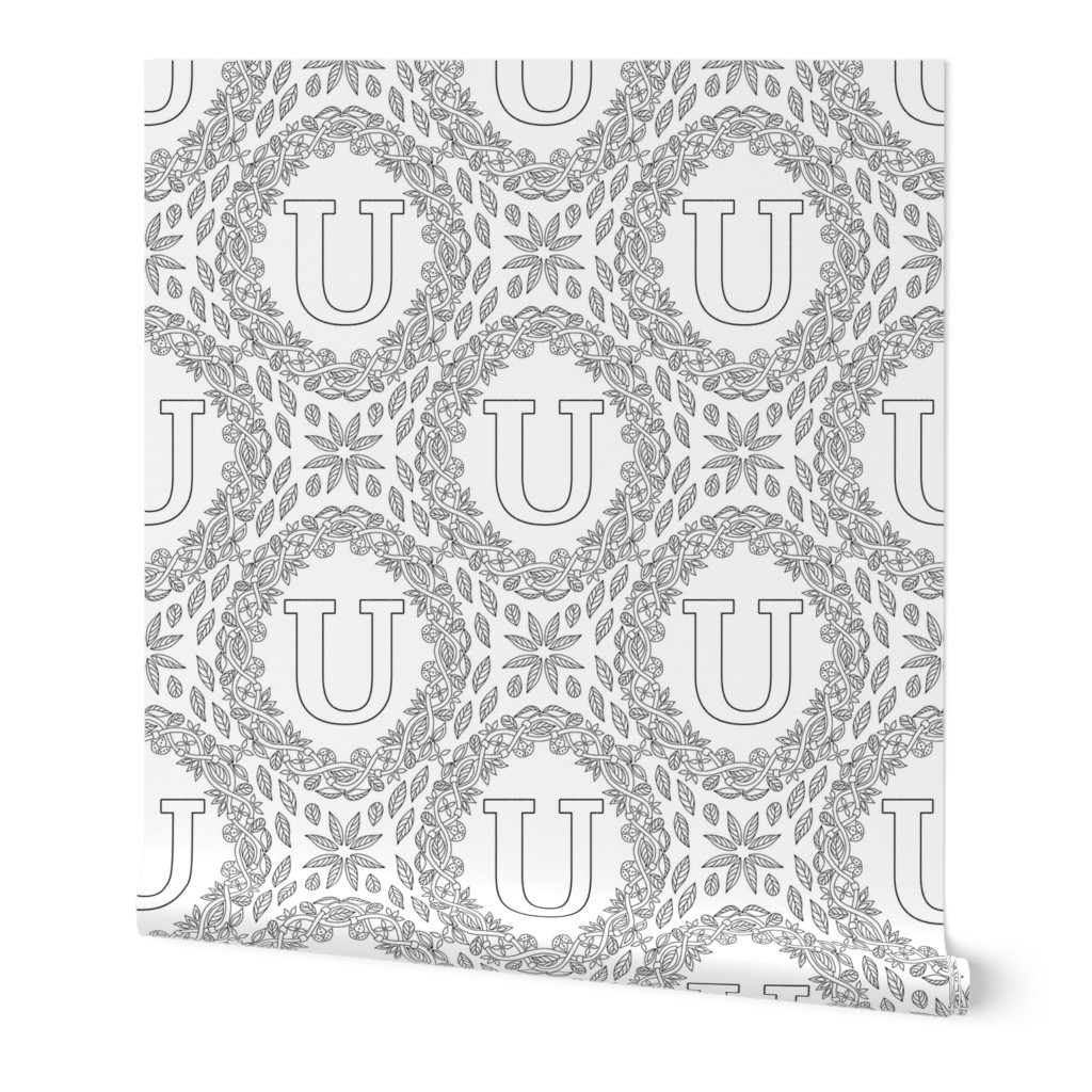 letter-U-black-white-wreath-SF-PATTERN-0819