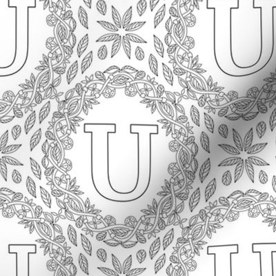 letter-U-black-white-wreath-SF-PATTERN-0819