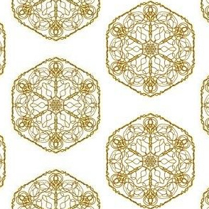 Golden Cobweb Lace Doilies on White