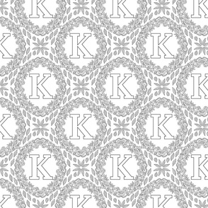 letter-K-black-white-wreath-SF-PATTERN-0819