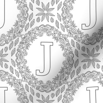 letter-J-black-white-wreath-SF-PATTERN-0819