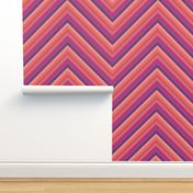 Wild Diagonal Stripe Chevron In Plum Cherry and Coral Pinks