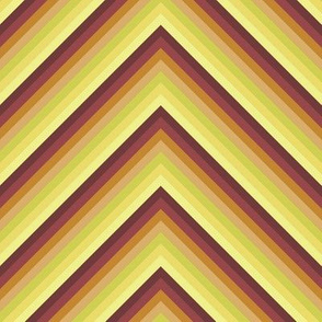 Wild Diagonal Stripe Chevron in Burgundy Tan and Yellow Greens