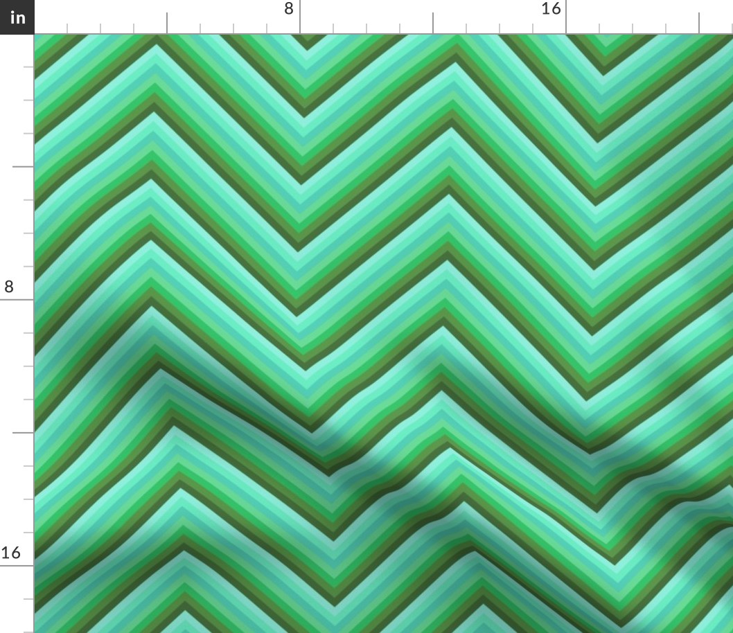 Wild Diagonal Stripe Chevron in Turquoise Aqua and Sea Green