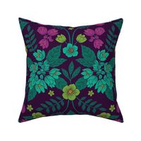 Purple, Teal, Magenta, Green & Yellow Floral Pattern