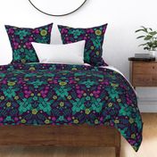 Purple, Teal, Magenta, Green & Yellow Floral Pattern