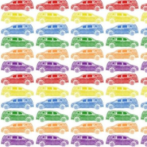 Minivans in primary colors - Crayola car line caravan