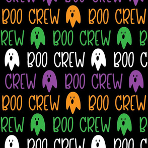 Boo Crew Halloween Typography Multi Color on Black - medium scale