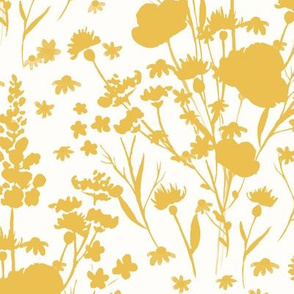 Mustard and Cream Wildflower Floral Silhouette