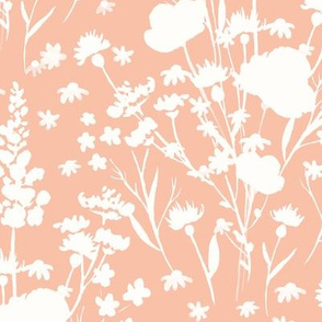 Meadow Wildflower Floral Peach and White
