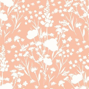 Meadow Wildflower Floral Peach and White - Small