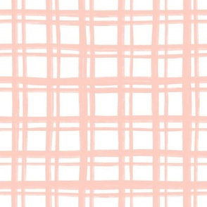 Rustic Hand Drawn Pink and White Plaid