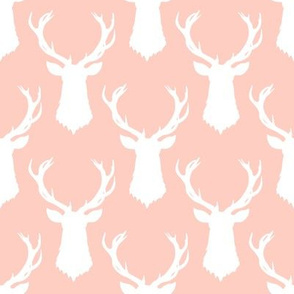 Pink and White Deer Head Silhouette 