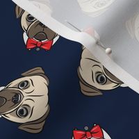 Formal Pug - pug with bowties - navy - LAD19