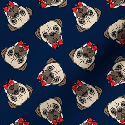 Formal Pug - pug with bowties - navy - LAD19