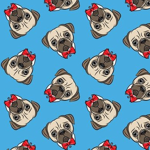 Formal Pug - pug with bowties - blue - LAD19