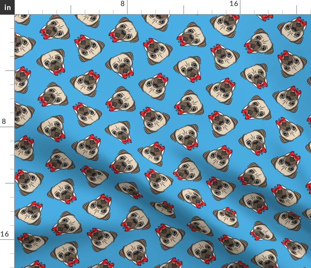 Formal Pug - pug with bowties - blue - LAD19