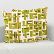 Retro, mcm, mid century, abstract, geometric,  green, gold, brown