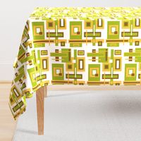 Retro, mcm, mid century, abstract, geometric,  green, gold, brown